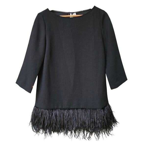 Kate Spade Whimsigoth Fairy Gothic Black Ostrich Feather Trim Mini Shift Dress 2 - Picture 1 of 12